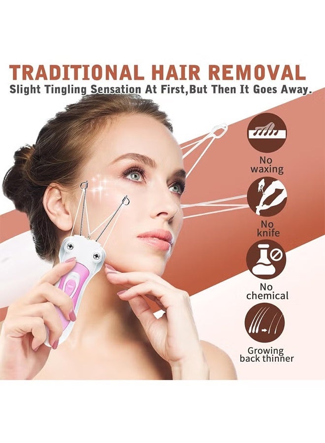 آلة إزالة شعر الوجه الكهربائية للنساء، جهاز تجميل للوجه، مزيل شعر بالخيوط، ماكينة حلاقة للوجه، جهاز تدليك للوجه، أداة لإزالة الشعر بلطف (لون الشمبانيا) - Image 3